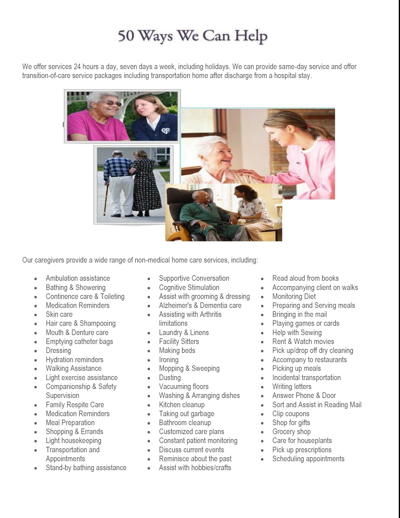 50 Ways We Can Help
